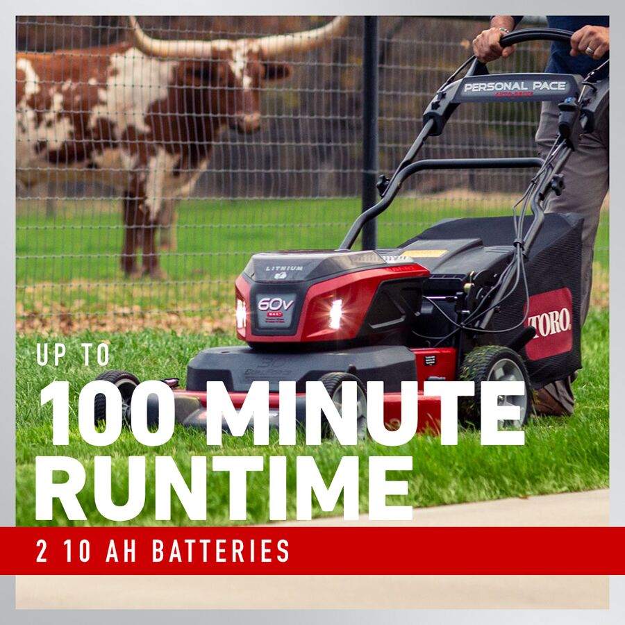 Toro 60V MAX* 30 in. (76 cm) eTimeMaster® Personal Pace® Lawn Mower - (2) 10.0Ah Batteries Included (21491)